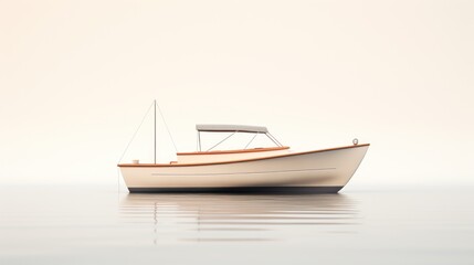 Naklejka premium a white boat floating on top of a body of water next to a boat on top of a body of water with a small boat on top of the water.