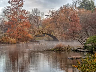 Photo sur Plexiglas Pont de Gapstow Gapstow Bridge in Central Park,autumn morning