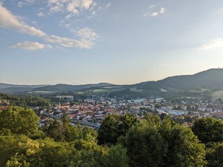 Susice historical town aerial panorama landscape view,Sumava region,Czech republic,Europe