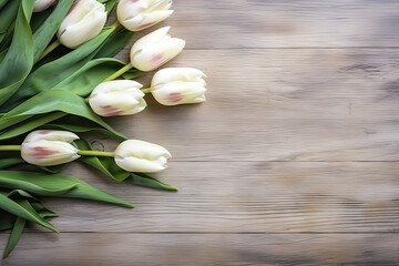 Festive elegance, Tulips on a concrete background with text space, a sophisticated holiday concept captured in this chic stock photo composition.