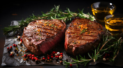 Grilled marble beef steaks