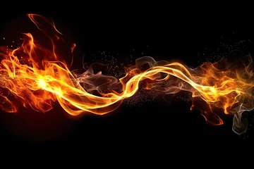 Rolgordijnen Ethereal flames, Dynamic play of flames on a dark background, a mesmerizing and dramatic concept for creating captivating stock photos. © Людмила Мазур