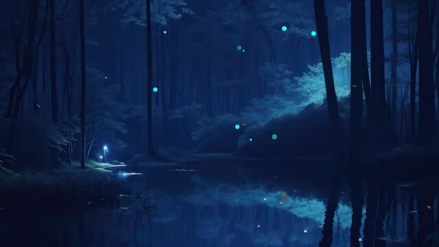 night in the riverside forest