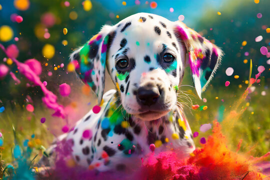 dalmata con vernice colorata