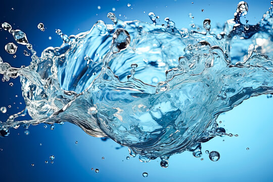 Aqua dance, Volumetric splashes of water on a light background, a dynamic and refreshing concept capturing the fluid beauty in stock photos.