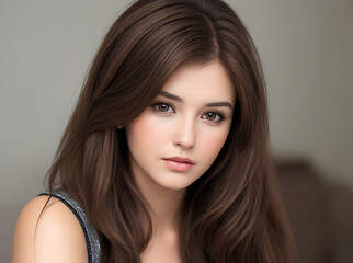 Fototapeta premium Mujer cabello castaño hermosa