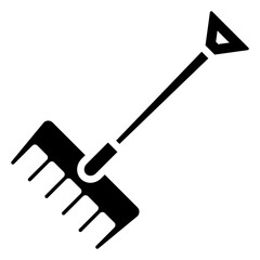 rake glyph icon, related to spring theme.