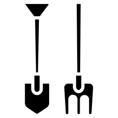 gardening tools glyph icon, related to spring theme.