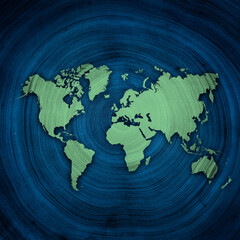 World map global impact with textured background showing oceans and continents