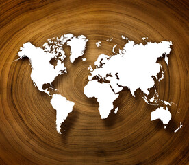 White world map global impact with textured background showing world geography