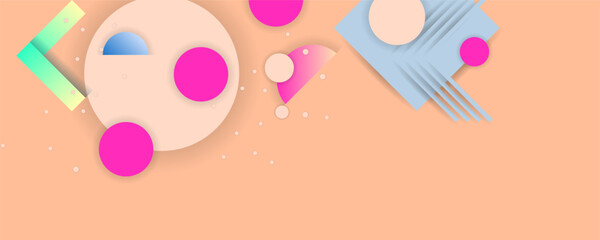 Peach Fuzz juicy colors background with geometric elements, lines and dots for text, universal design, banner concept