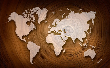 World map global impact with textured background showing planet issues