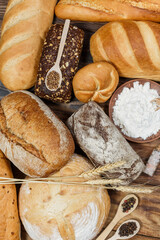 Fresh and delicious bread for eating, different breads for making toast and eating, bread made from...