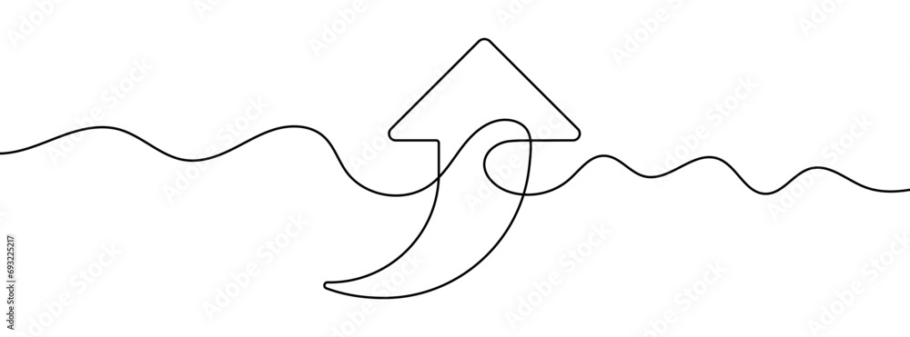 Poster continuous editable line drawing of up arrow. single line up arrow icon.