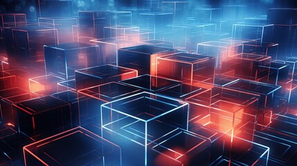 Obraz premium 3d cubes geometric shapes futuristic technology background. 