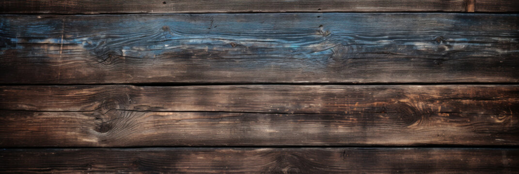 Vintage wood planks texture background, old dark brown wooden boards of barn wall. Panoramic wide banner. Theme of rustic design, nature, wallpaper, woodgrain, material, grunge