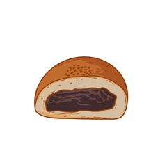 anpan bread illustration on white background - 693227242