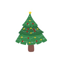 christmas tree illustration on white background - 693227403