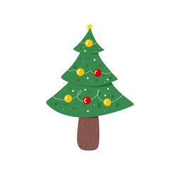 christmas tree illustration on white background - 693227411
