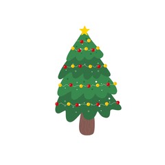 christmas tree illustration on white background - 693227412
