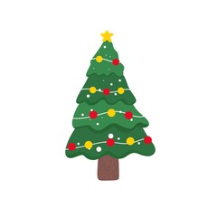 christmas tree illustration on white background - 693227413