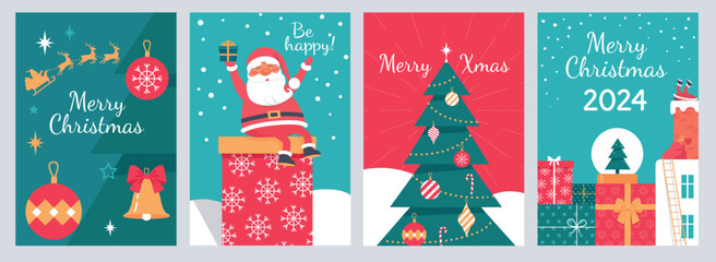 Christmas cads. Happy funny holidays design