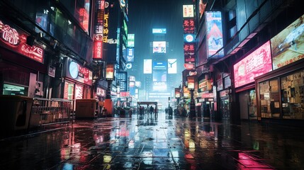 Beautiful view of the Chinatown area at night. Generative AI - obrazy, fototapety, plakaty