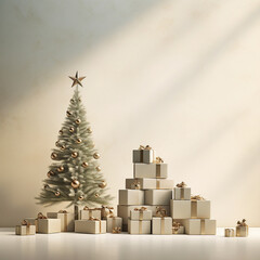 Festive Elegance: Christmas Tree and Gifts Delight