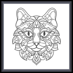 Cat head mandala arts isolated on white background.
