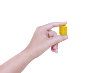 Male hands holding coins to collect PNG transparent