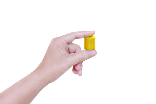 Male hands holding coins to collect PNG transparent