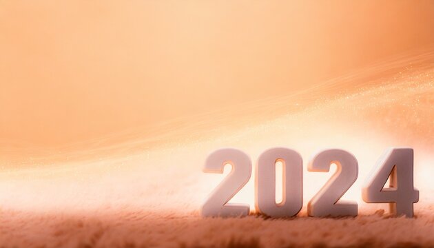 New Year 2024 Banner Celebration Peach Fuzz Poster Wallpaper