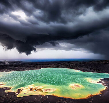 Acid Lake Desert Volcano hydrothermal system Danakil Dallol Ethiopia