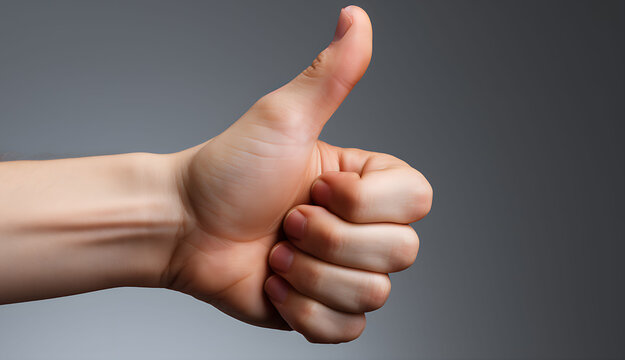 Man's hand with thumb up, approval sign