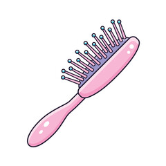 Pink hairbrush isolated vector illustration - obrazy, fototapety, plakaty