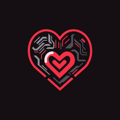 Circuit love icon flat vector design