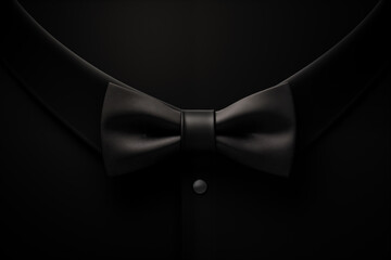 a black bow tie on a black shirt - obrazy, fototapety, plakaty