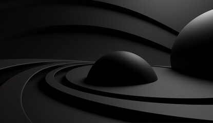 a black sphere on a black surface - obrazy, fototapety, plakaty