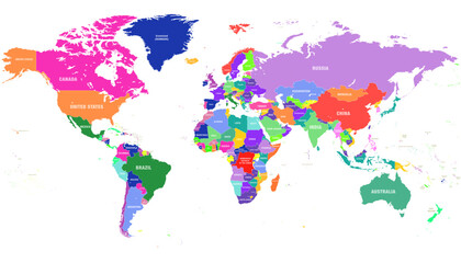 Fototapeta na wymiar World map with names