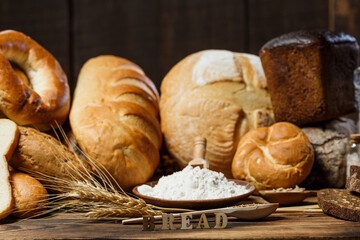 Fresh and delicious bread for eating, different breads for making toast and eating, bread made from wheat and flour, gluten, gluten-free bread, fresh bread baguette