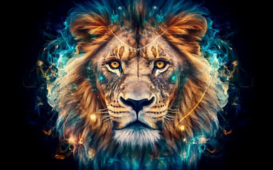 a beautiful picture  of a lion.