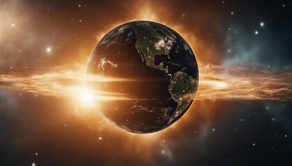 Earth and Solar Storm in Outer Space