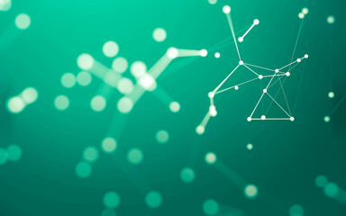 Fototapeta premium Abstract background. Molecules technology with polygonal shapes, connecting dots and lines. Connection structure. Big data visualization.