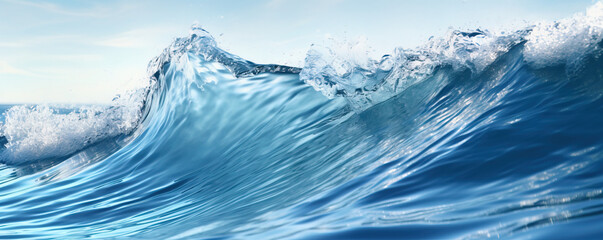 Blue Ocean Wave Background with copy space  - obrazy, fototapety, plakaty