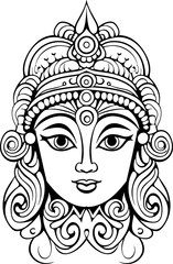 Durga maa head drawing 