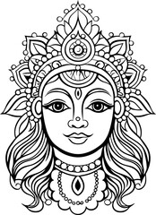 Durga maa head drawing 