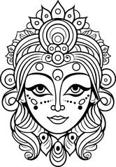 Durga maa head drawing 
