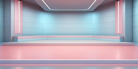 A room with a pink floor and a white wall.