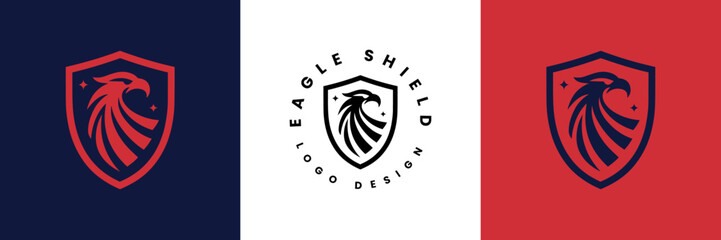 Eagle shield logo Design, Shield eagle logo inspiration, Eagle and shield logo design, Bird, falcon or hawk head badge emblem vector icon