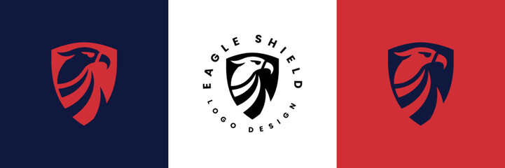 Eagle shield logo Design, Shield eagle logo inspiration, Eagle and shield logo design, Bird, falcon or hawk head badge emblem vector icon